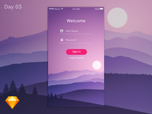 Login Form – Sunset Illustration