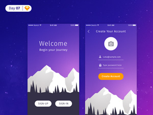 Login Form – Mountains Illustration