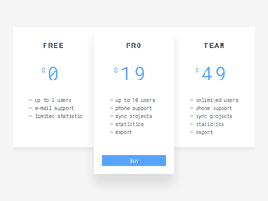 Minimal Pricing Table