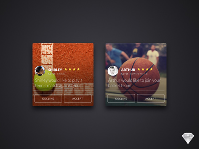 Notification Cards for a Sports Meeting App