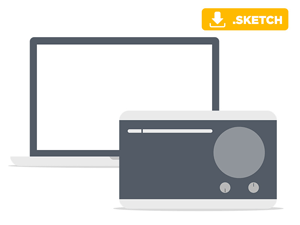 Minimal MacBook & Radio Mockup
