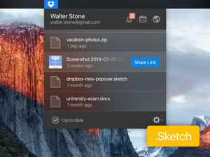 Dark Dropbox Popover