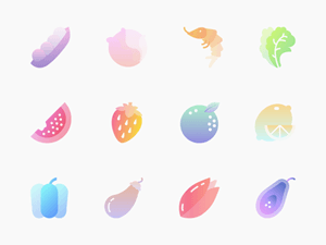 Fruits Gradients Icons