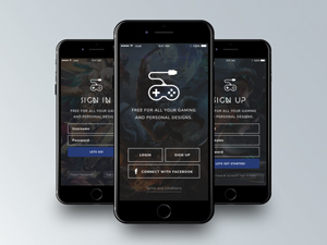 Gaming App Splash, Register and Sign Up Screens