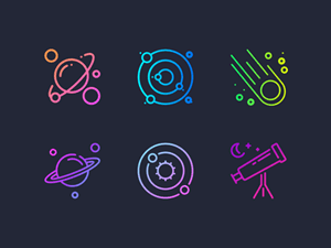 Gradient Space Icons Set