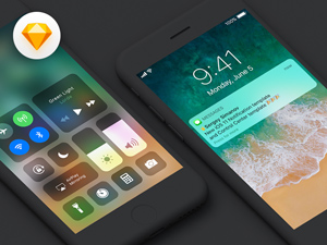 iOS11 Notification & Control Center Template for Sketch