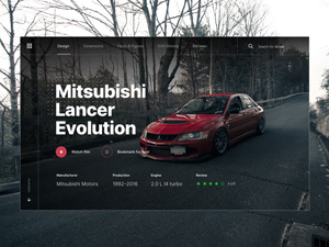 Mitsubishi Lancer Evo Landing Page Concept