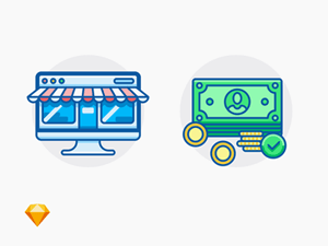 Online Shop Icon and Payment Accepted Icon
