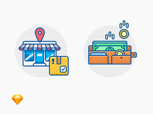 Pick Up Point Icon & Money Return Icon