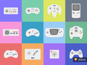 Retro Games Controllers Illustrations