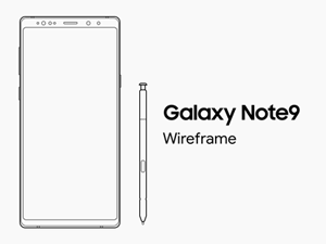 Samsung Galaxy Note 9 Outline Wireframe