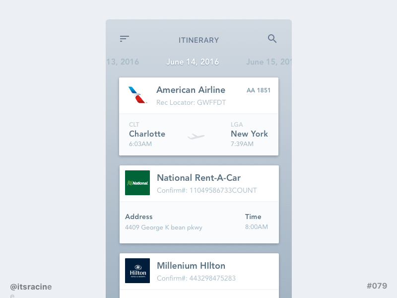 Itinerary Screen
