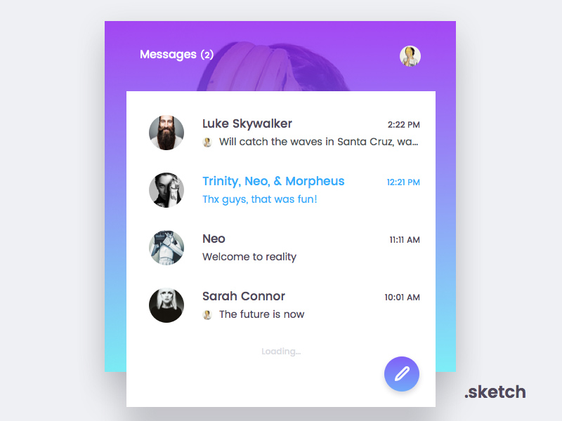 Messenger App Freebie - Download Sketch Resource - Sketch Repo