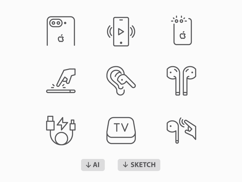 60 Free icons:  iPhone 7, AirPods Icons.