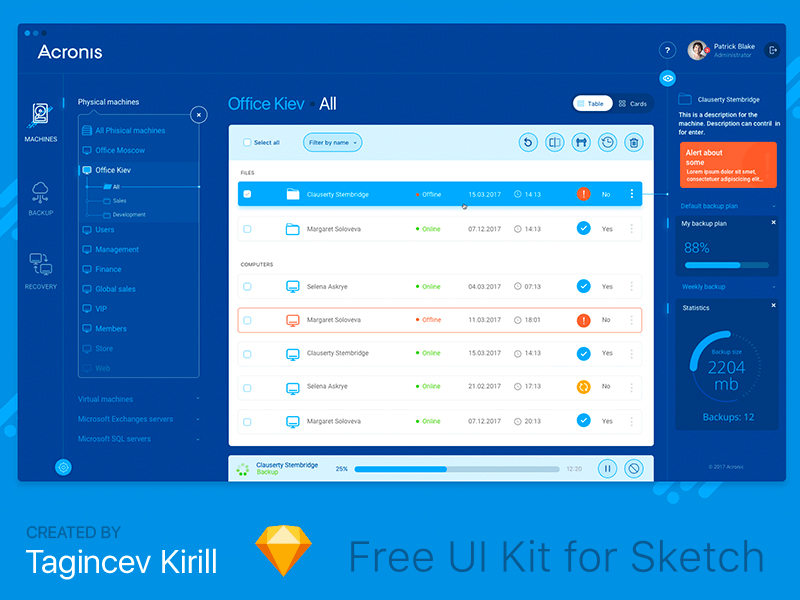 Acronis UI / UX Dashboard