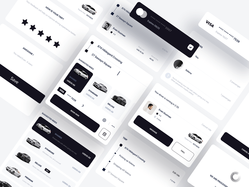 Ridesharing App UI Components Freebie Download Sketch Resource