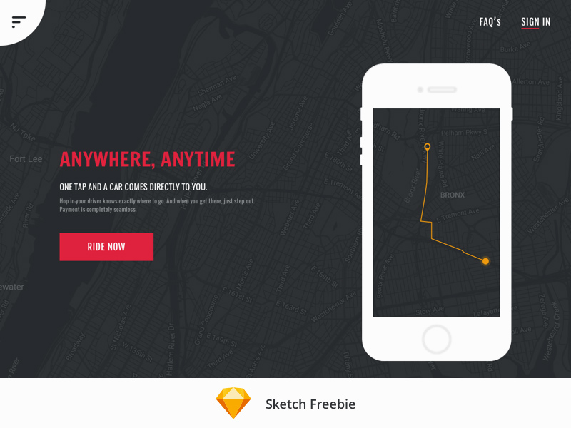 Cab App Landing Page
