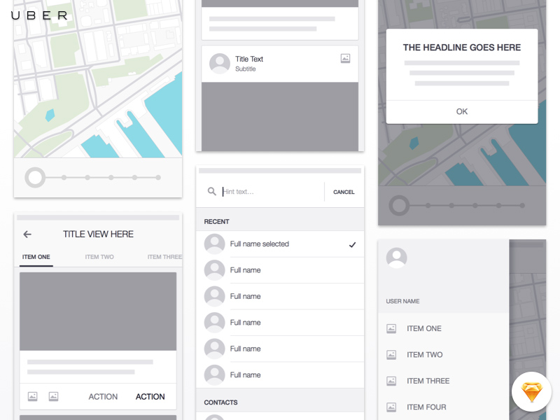 Uber iOS Wireframe Kit