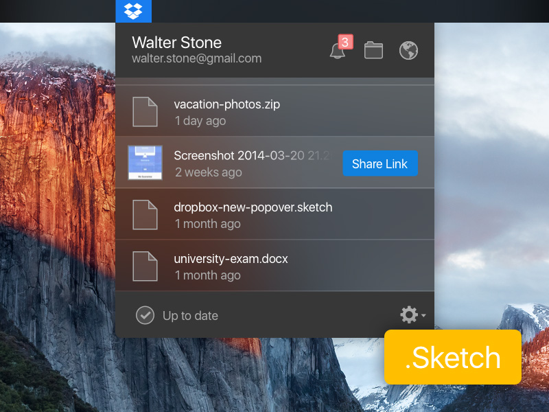 Dark Dropbox Popover