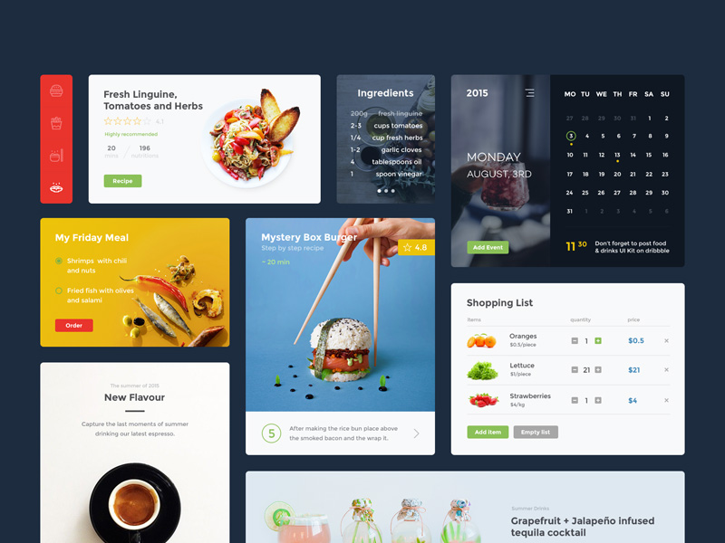 Food Drink Ui Kit Freebie Download Sketch Resource