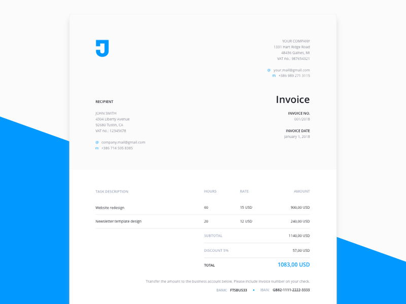 Invoice Template for Design Services