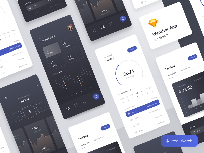 Multifunctional Weather App Demo Freebie Download Sketch Resource Sketch Repo