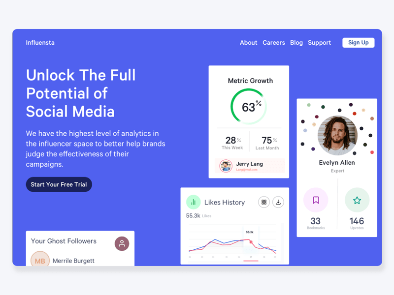 Influencer Marketing Platform Concept Influensta Freebie Download Sketch Resource Sketch Repo