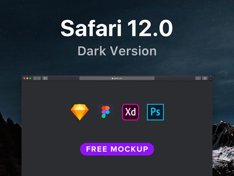 Download Safari Browser Mockup Dark Version Freebie Download Sketch Resource Sketch Repo