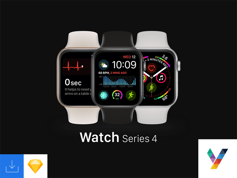 Watch Series 4 Mockup Sketch