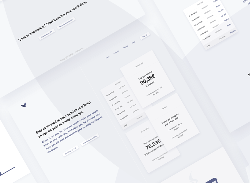 Earnings Tracking for Students Website Prototype – Whale
