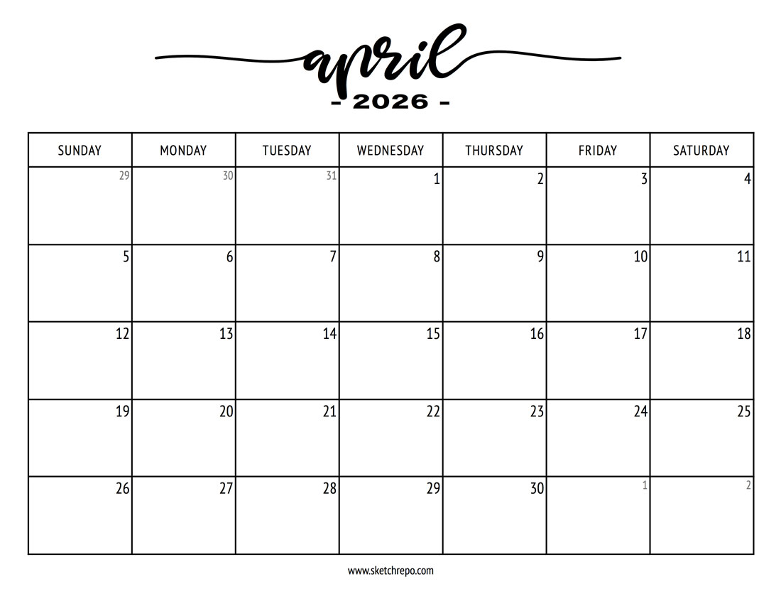 Stylish April 2026 Calendar