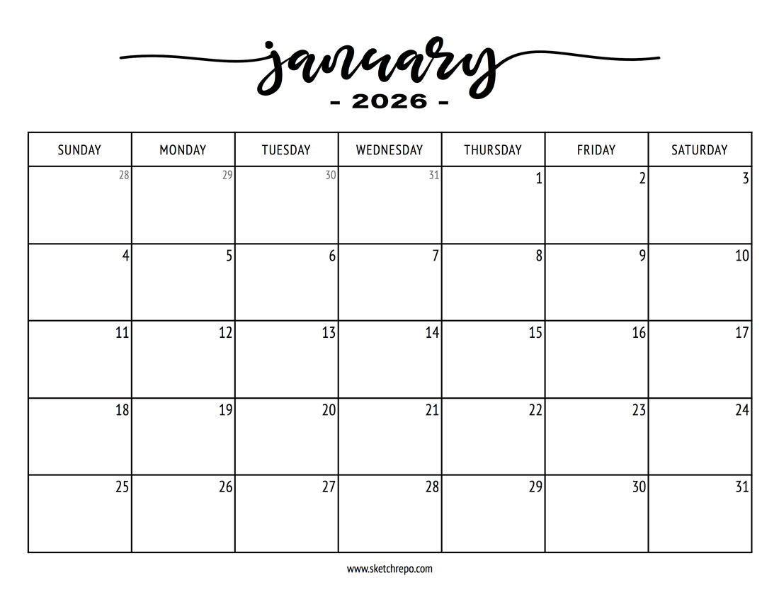 Stylish January 2026 Calendar