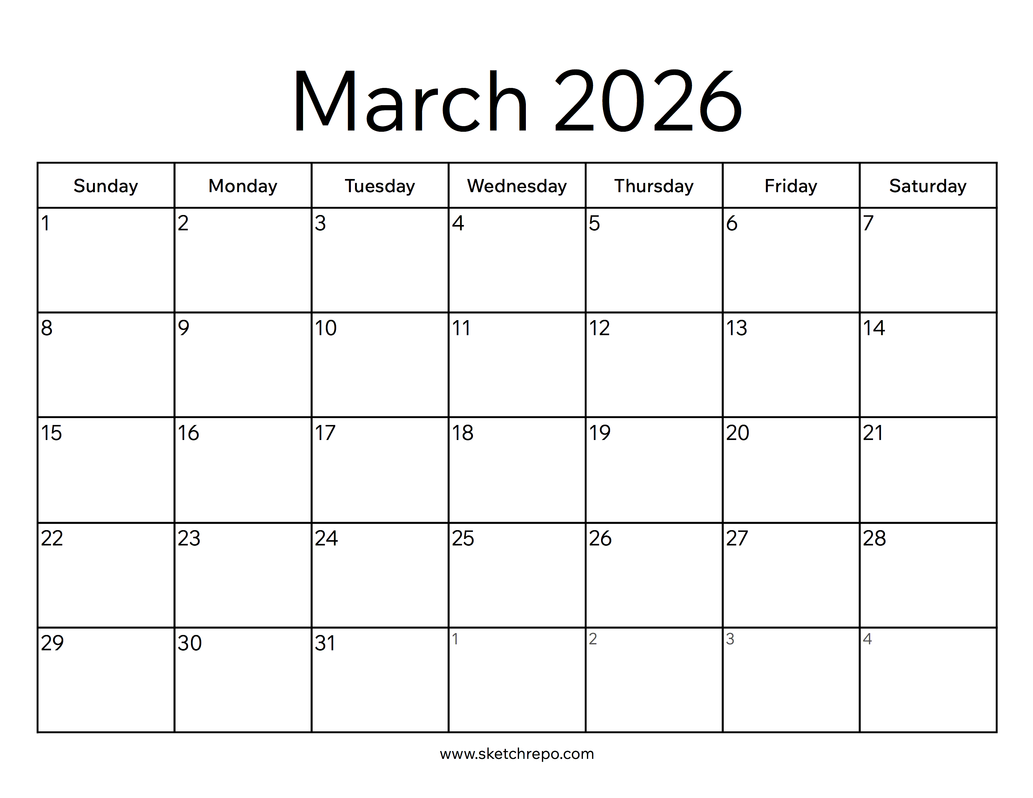 March 2026 Calendar Sketch Repo march-2026-calendar-sketch-repo