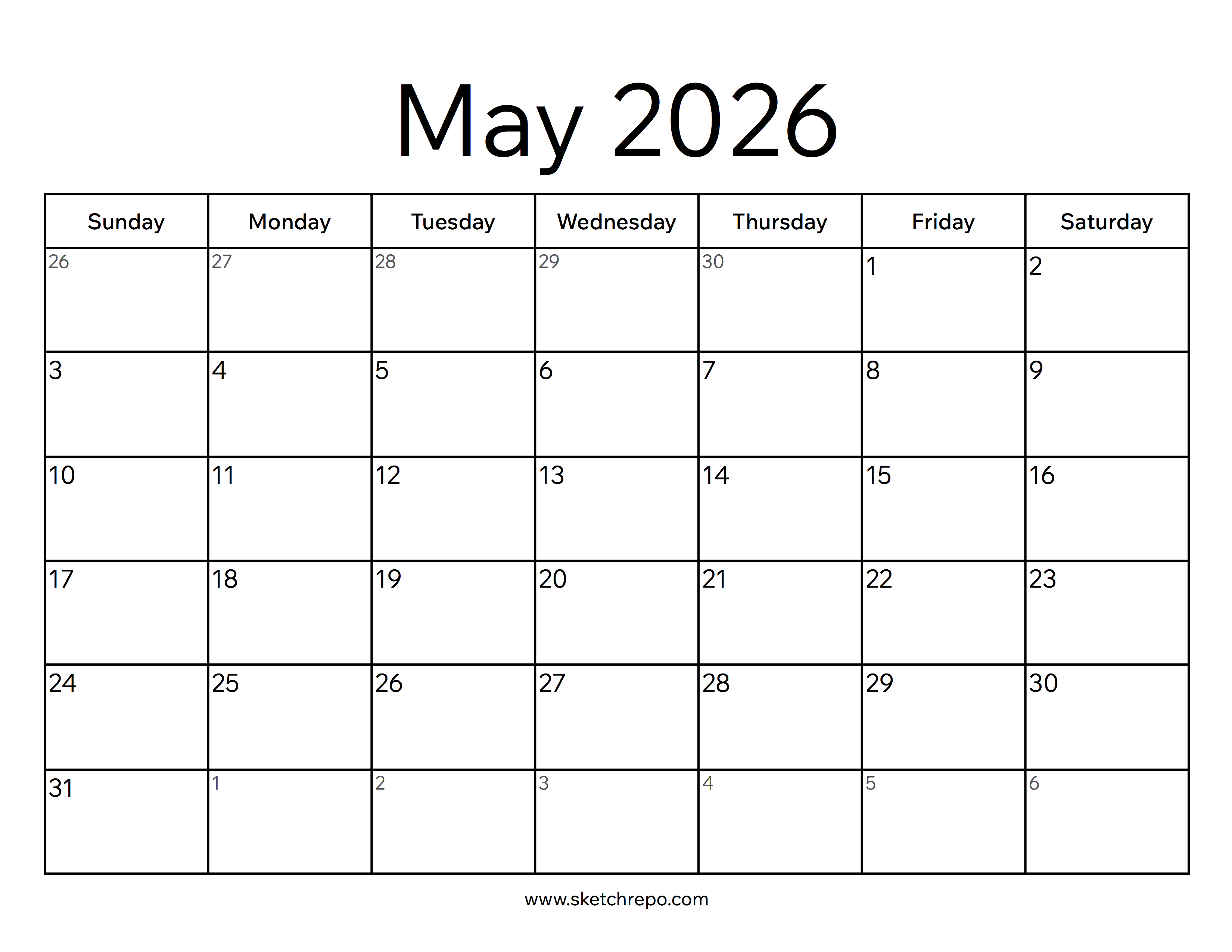 May 2026 Calendar