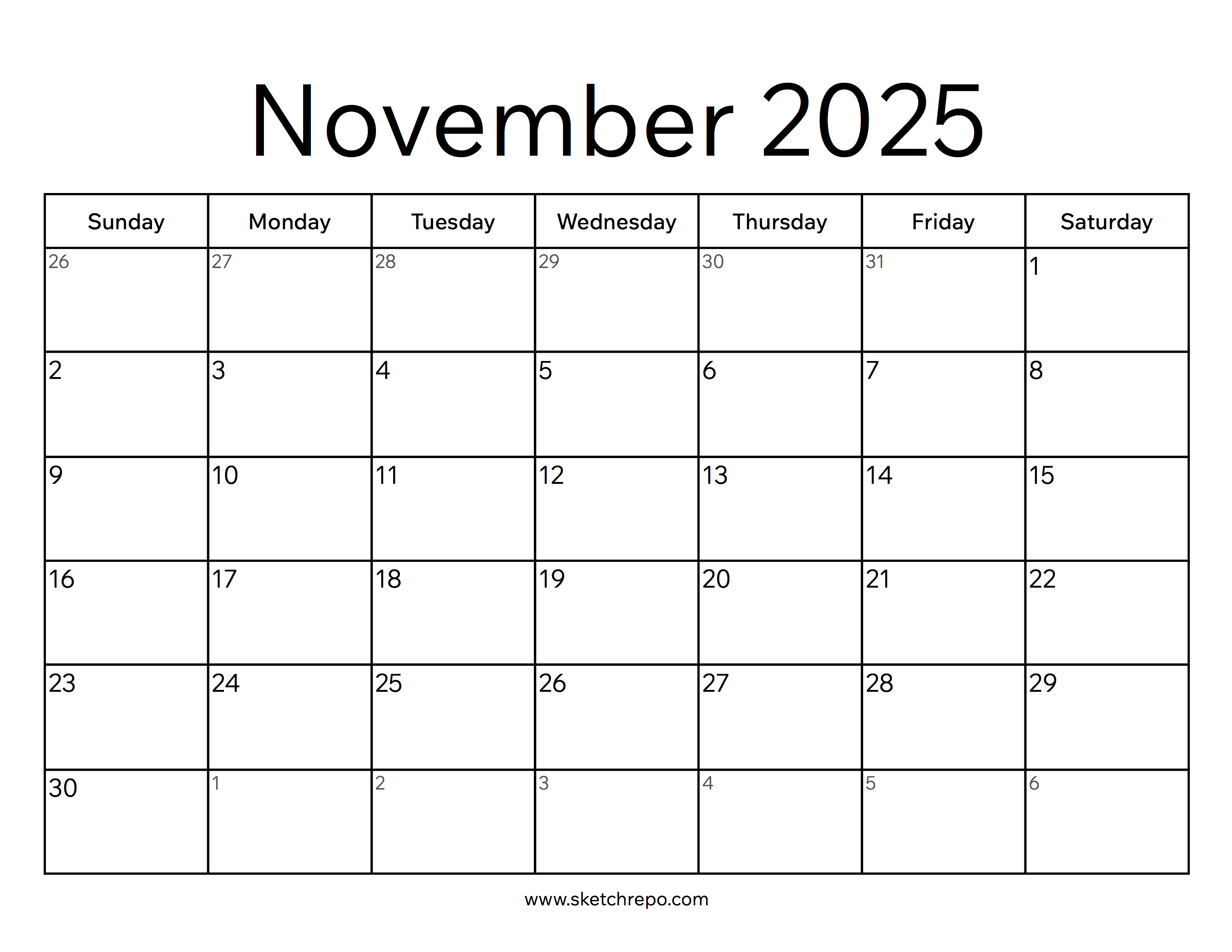 November 2025 Calendar