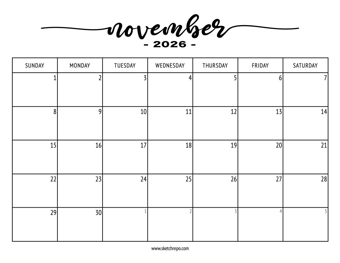 Stylish November 2026 Calendar