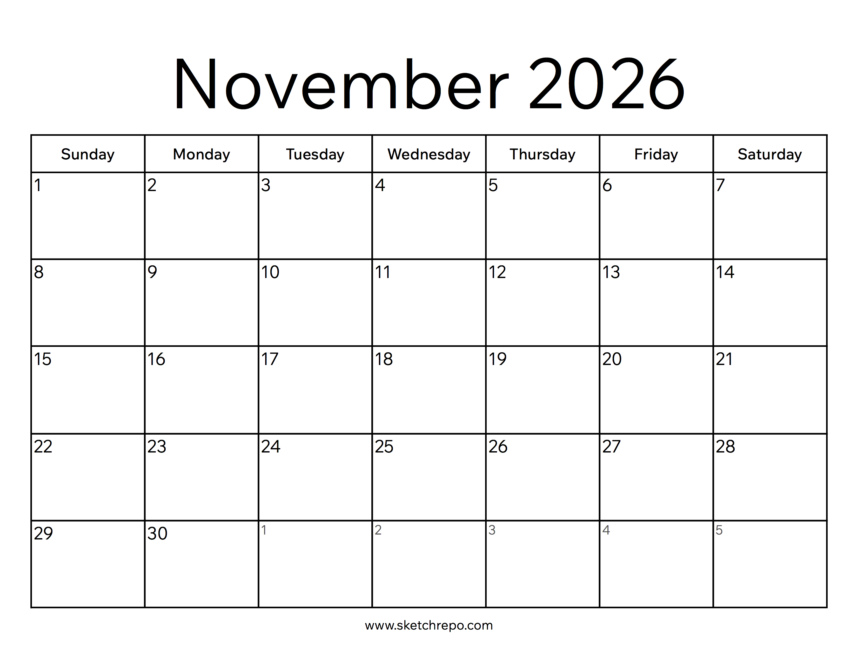 November 2026 Calendar
