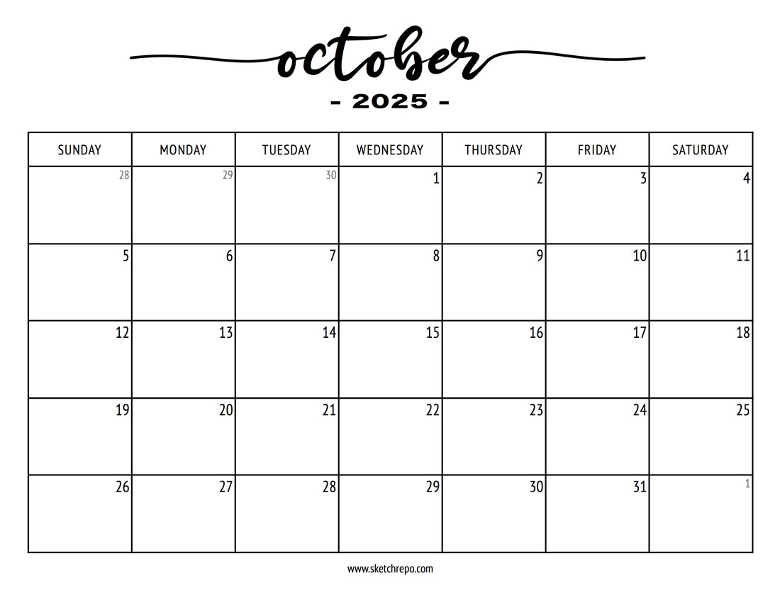 Stylish October 2025 Calendar