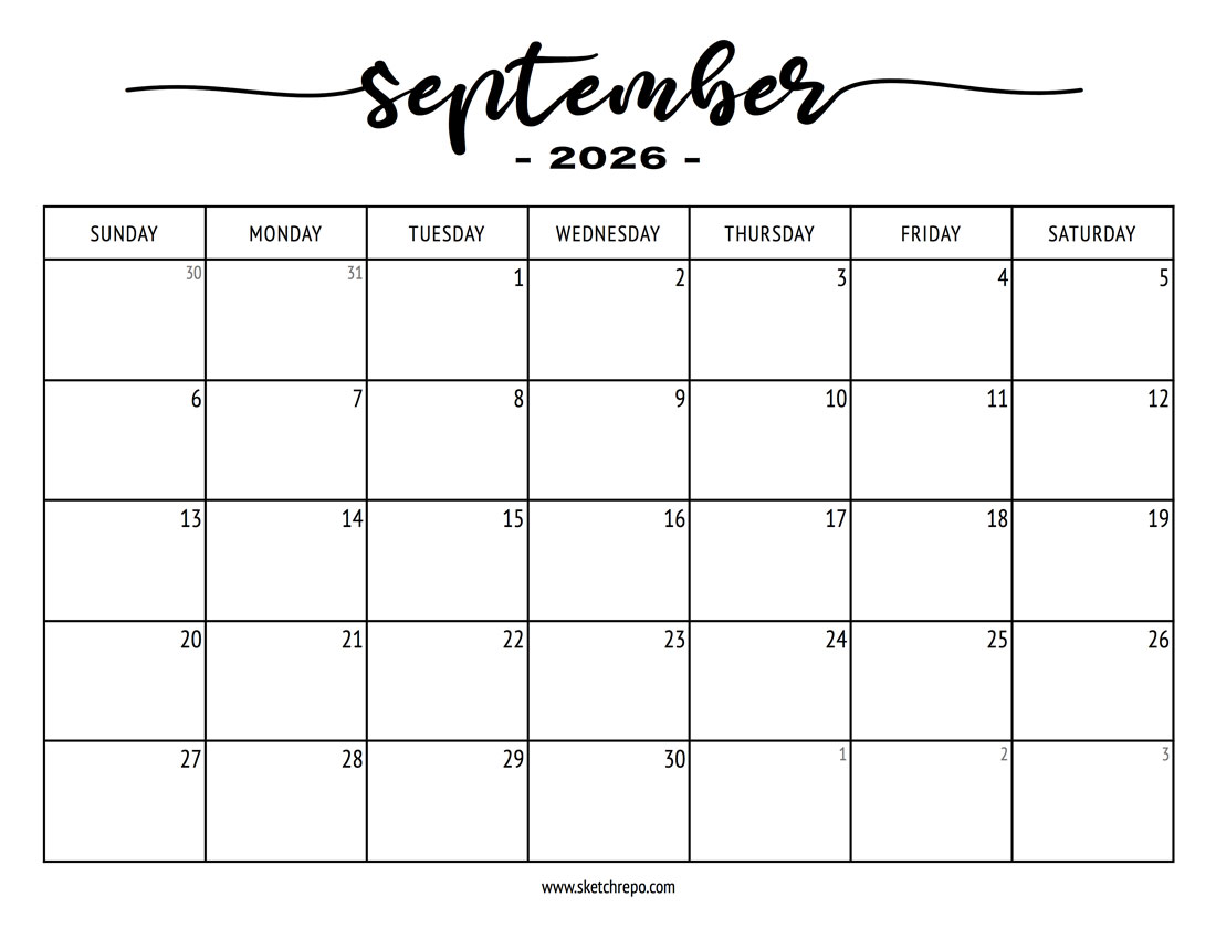 Stylish September 2026 Calendar