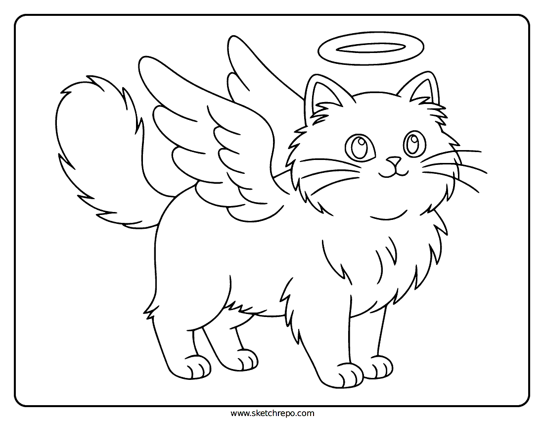 Angel Cat Coloring Page
