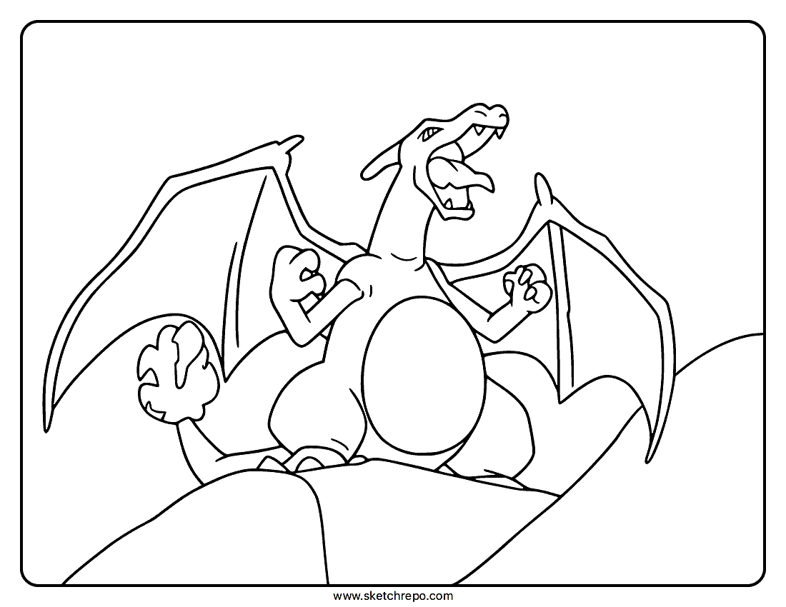 Angry Charizard Coloring Page