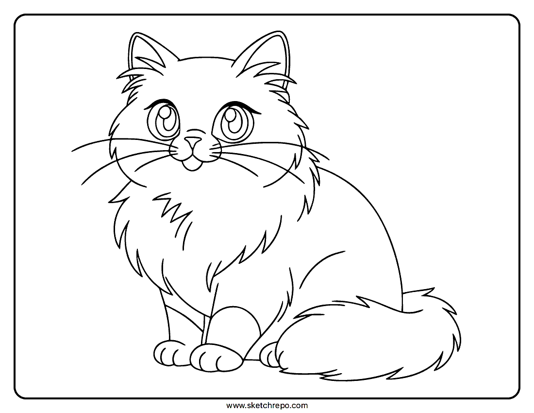 Anime Cat Coloring Page