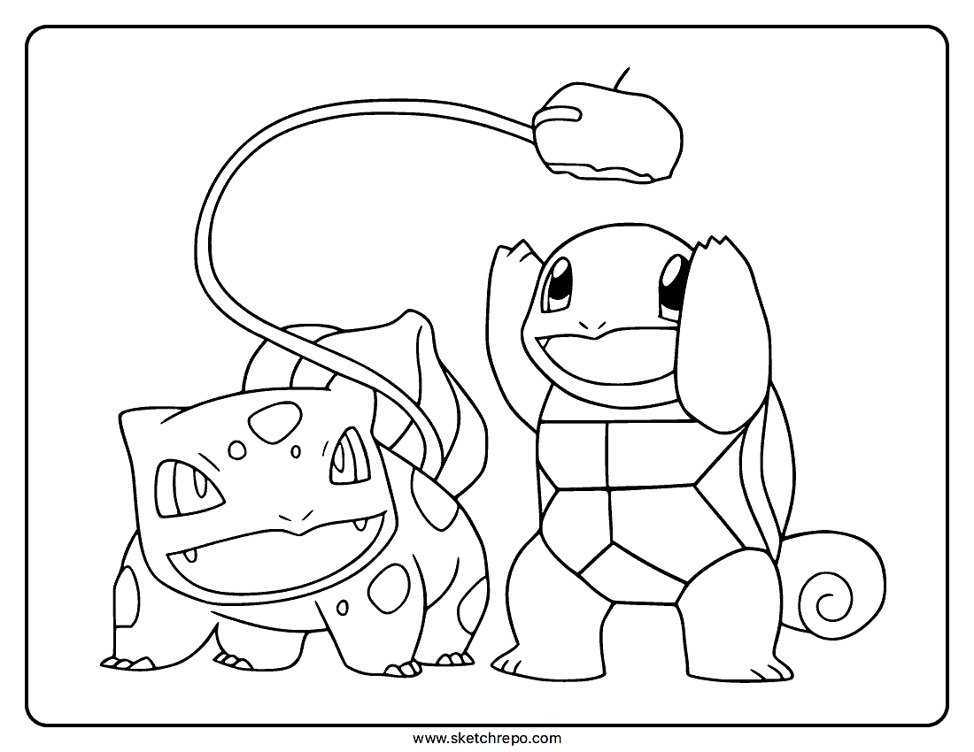 Bulbasaur and Squirtle Coloring Page - Sketch Repo