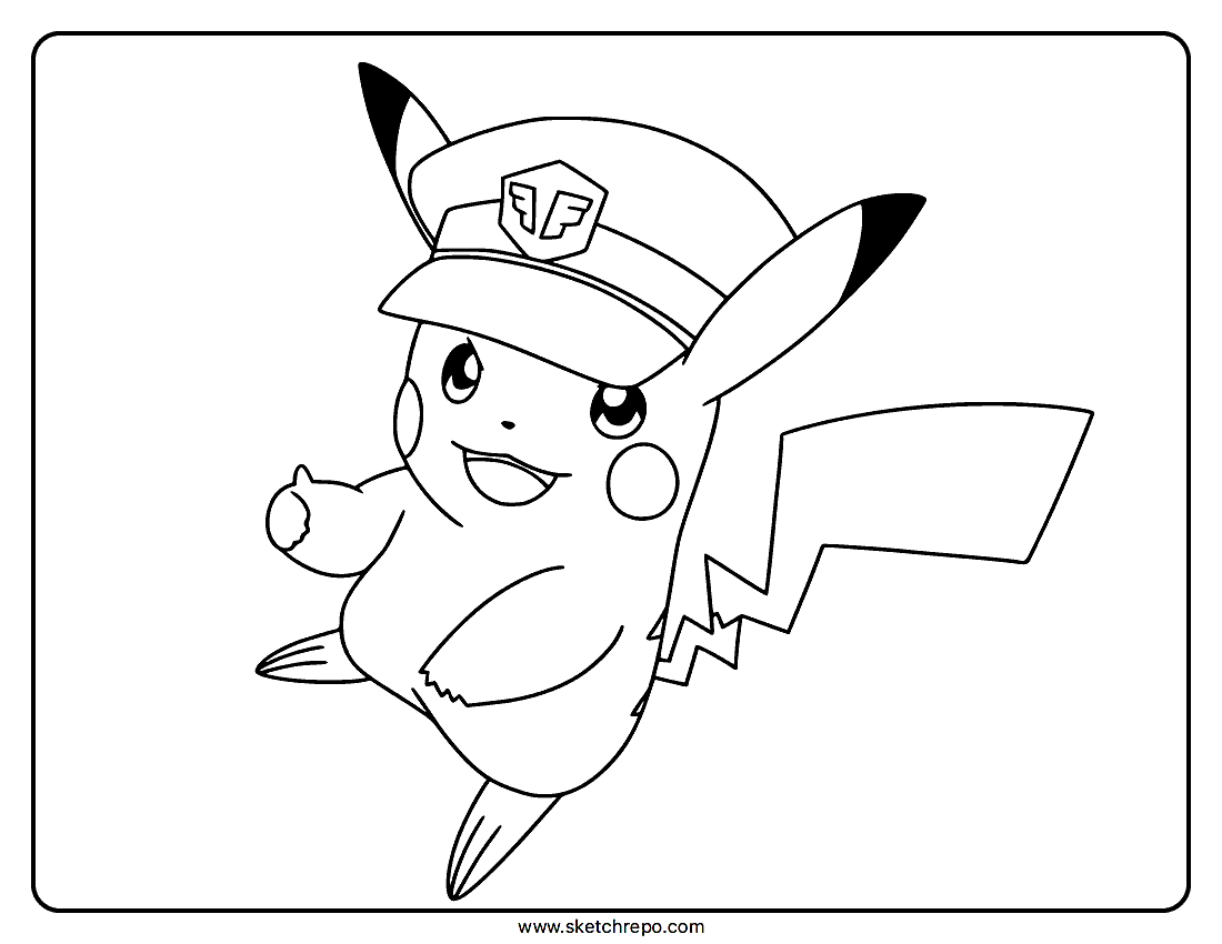 Captain Pikachu Coloring Page