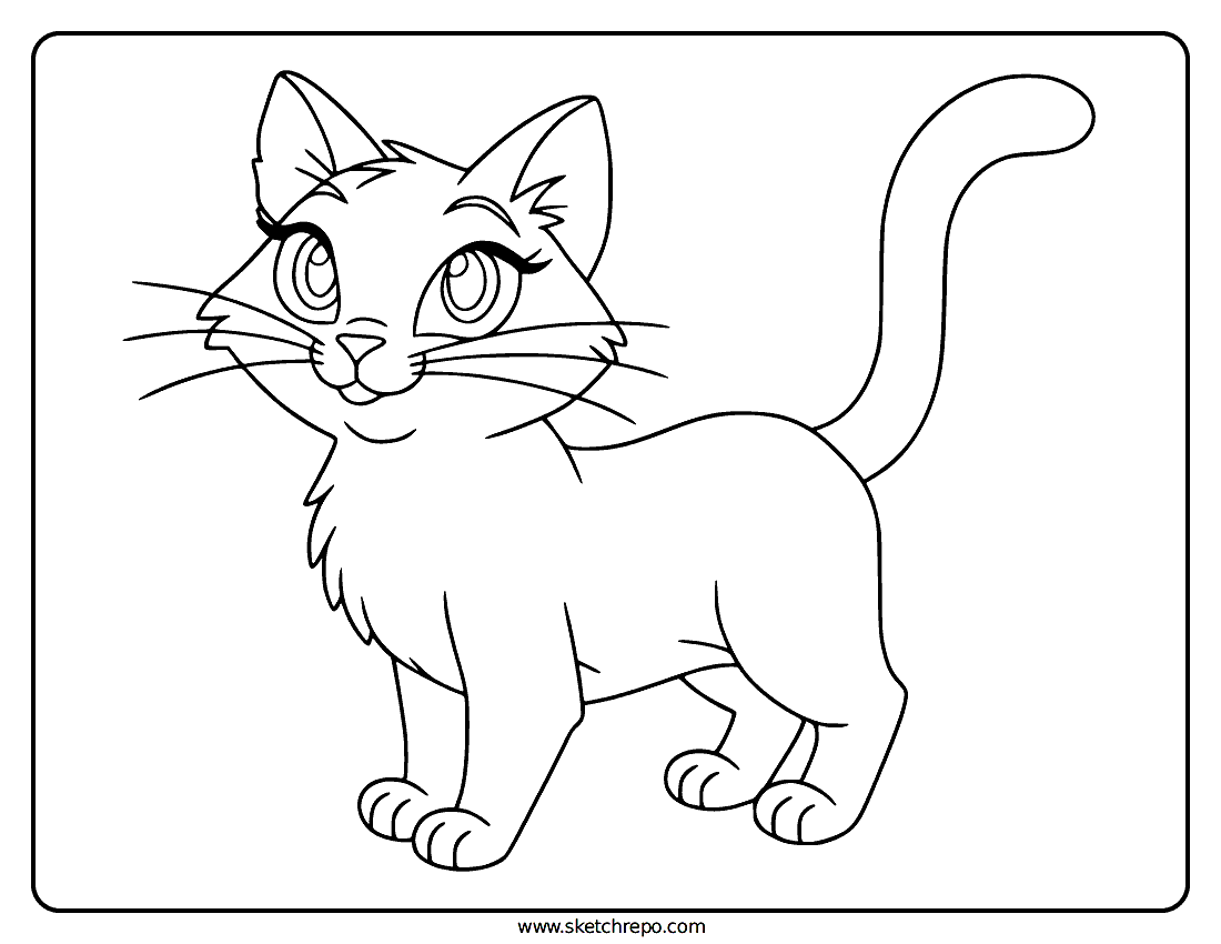 Cartoon Cat Coloring Page