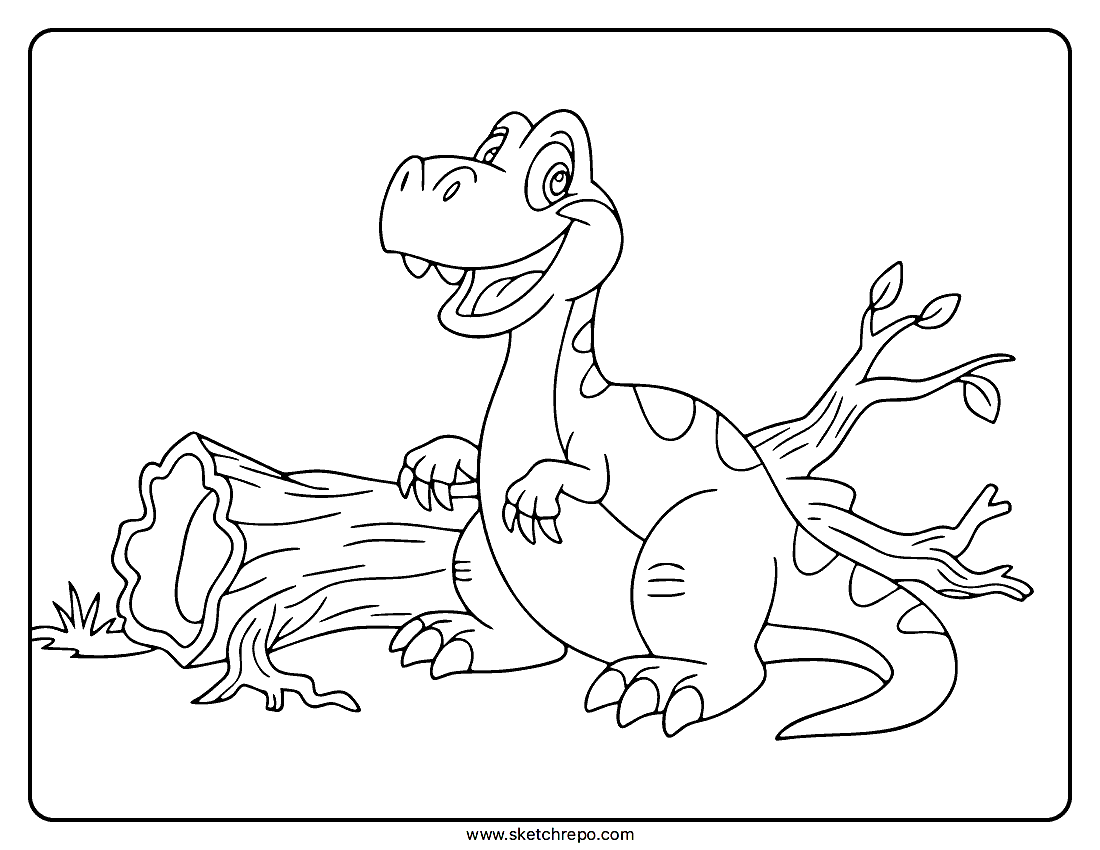 Cartoon Dinosaur Coloring Page