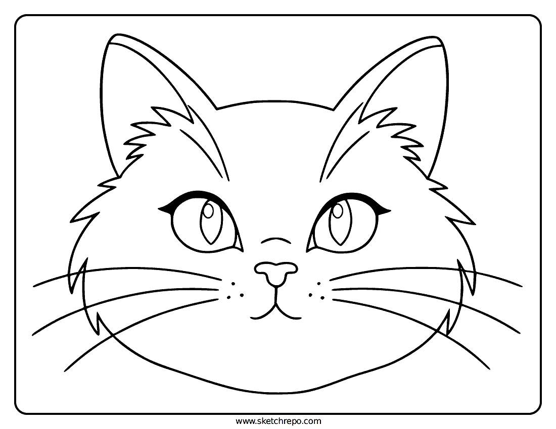 Cat Face Coloring Page