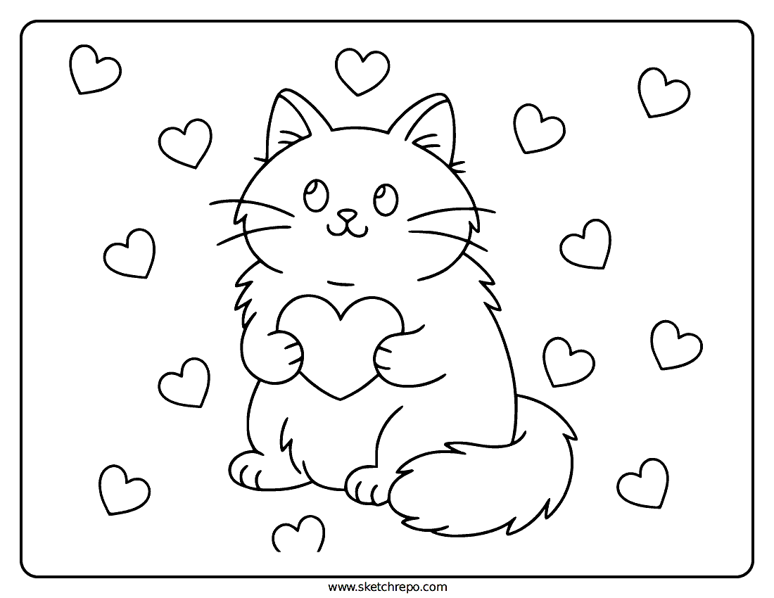 Cat Valentine Coloring Page