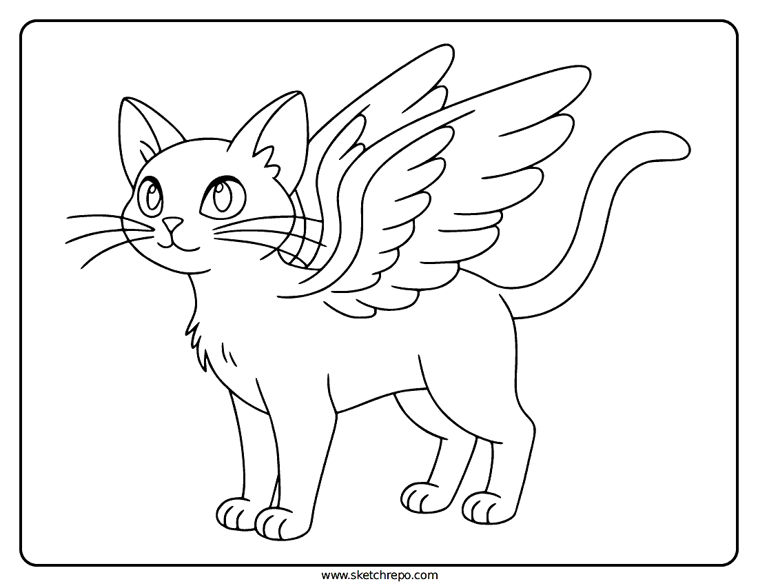 Cat With Wings Coloring Page