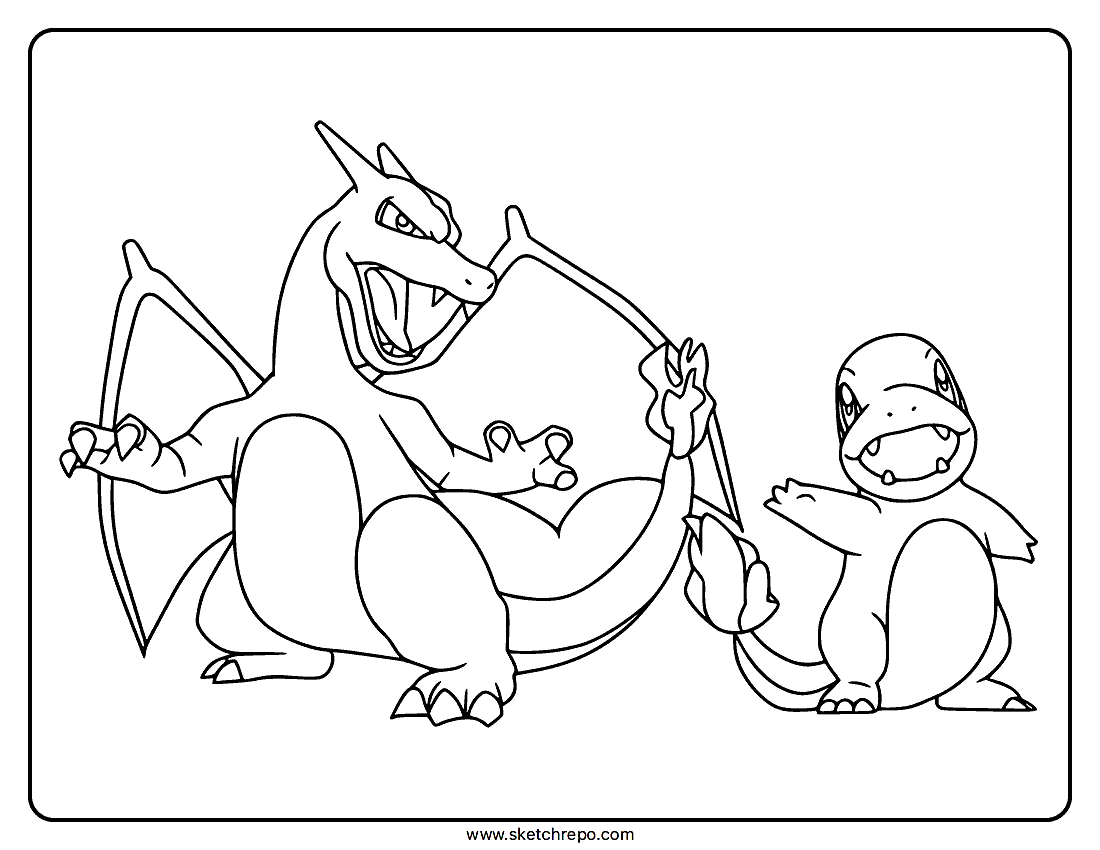 Charizard And Charmander Coloring Page